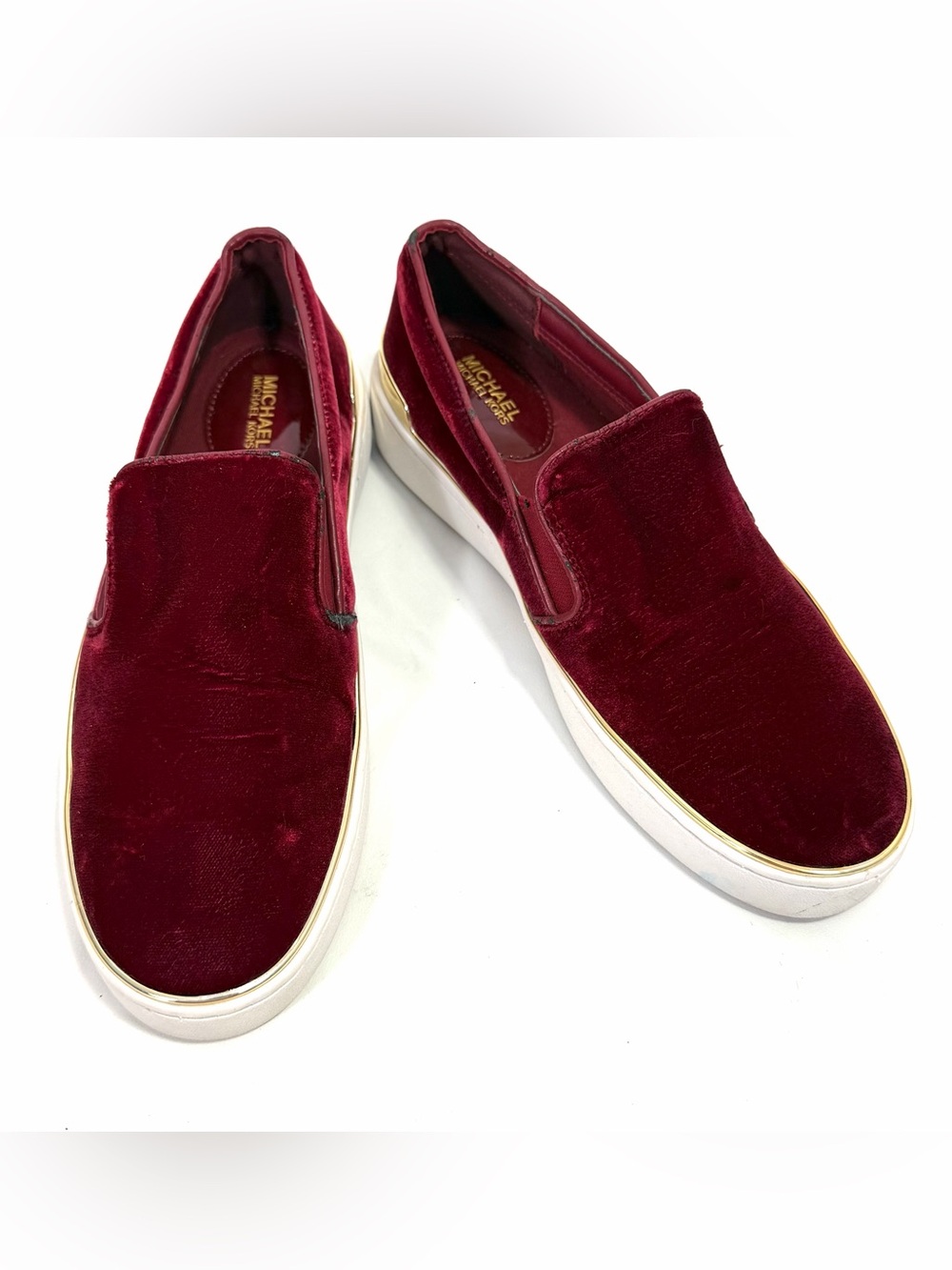 Michael Kors Velvet Slip On Women’s Sneakers Comfort Shoes 6.5 M Burgundy